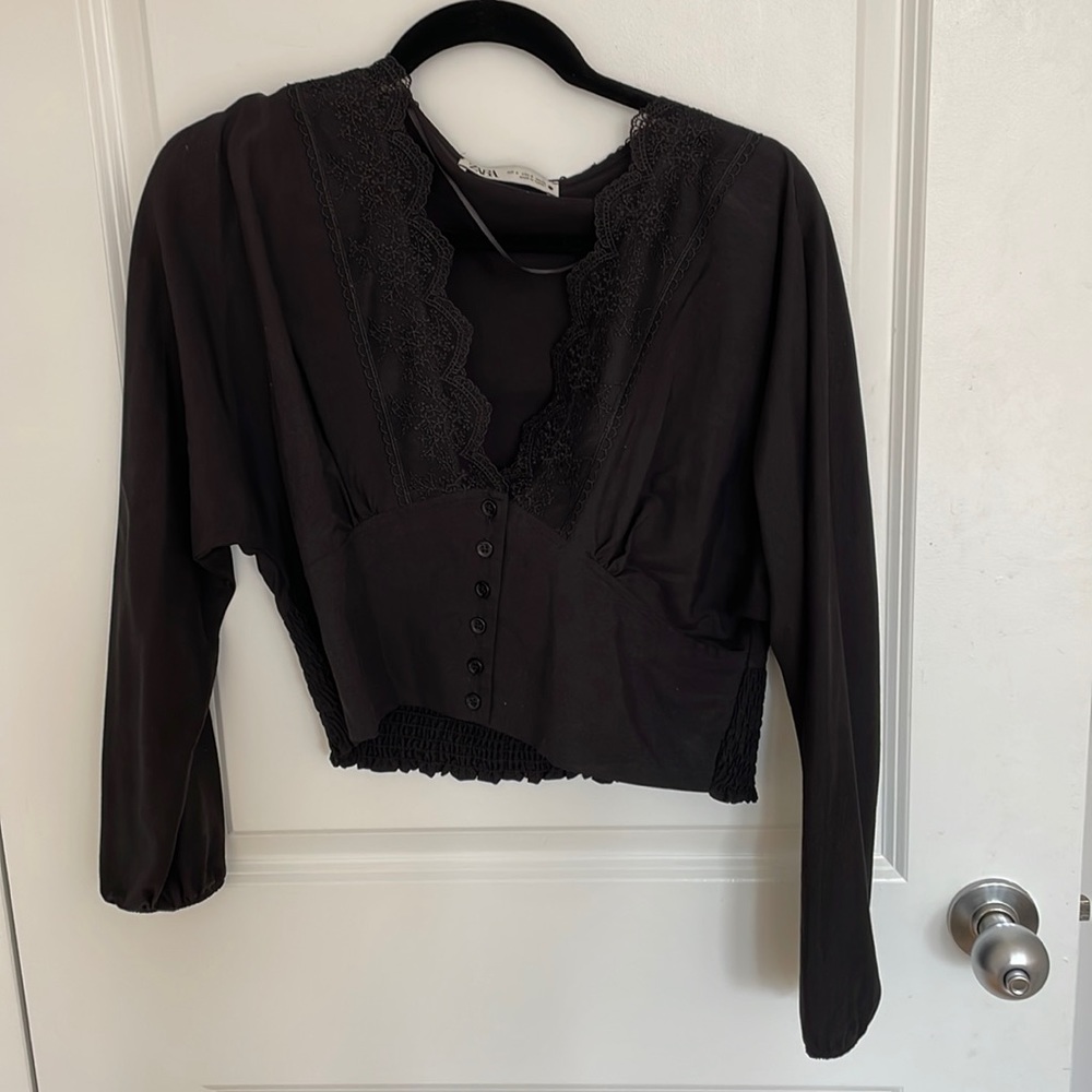 Zara lace cropped blouse